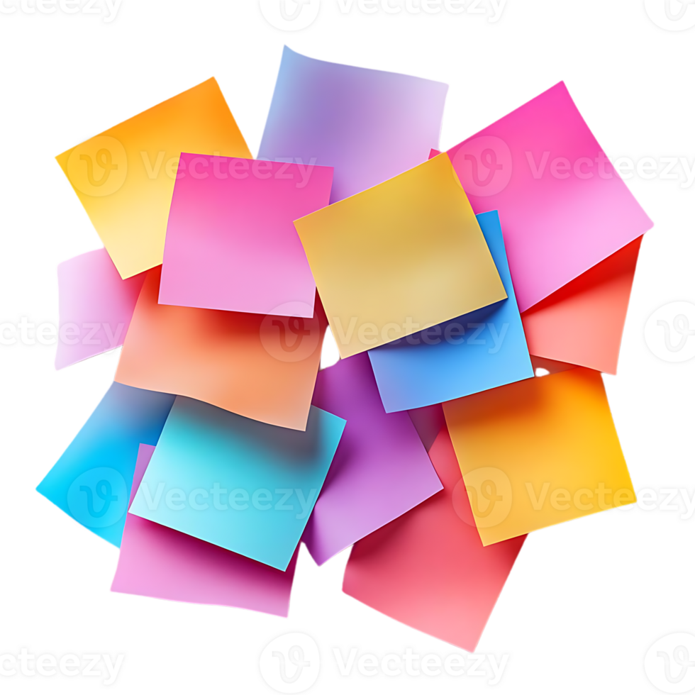 Colorful Sticky Notes with Transparent Background, a Vibrant Display of Blank Paper for Messaging and Reminders png