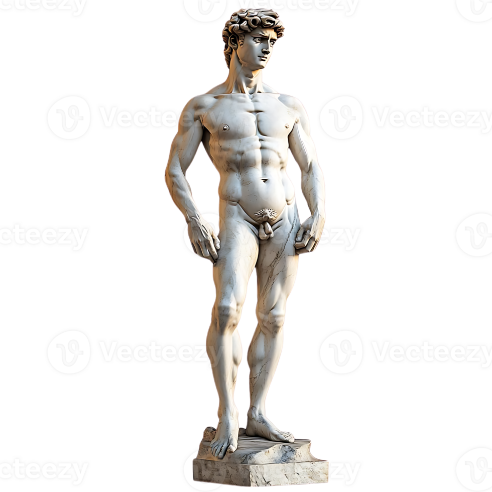 Michelangelo's David Stands Tall, a Masterpiece of Renaissance Sculpture with a Transparent Background png
