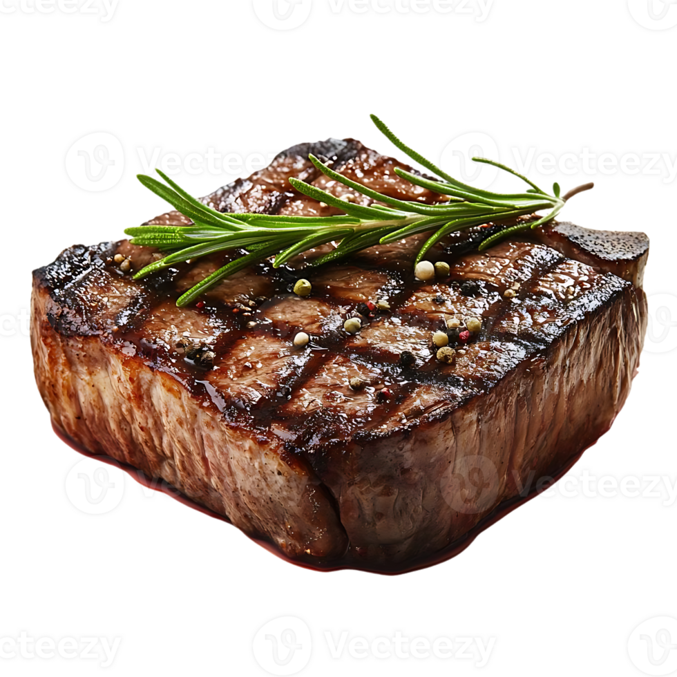 Grilled Steak with Rosemary and Peppercorns on a Transparent Background png