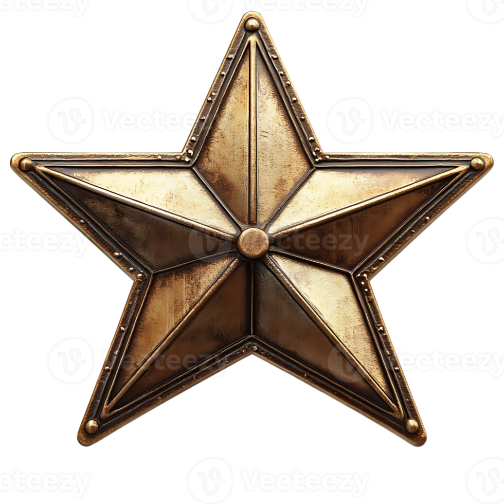 Golden Star with a Transparent Background - A 3D Render of a Polished Star png