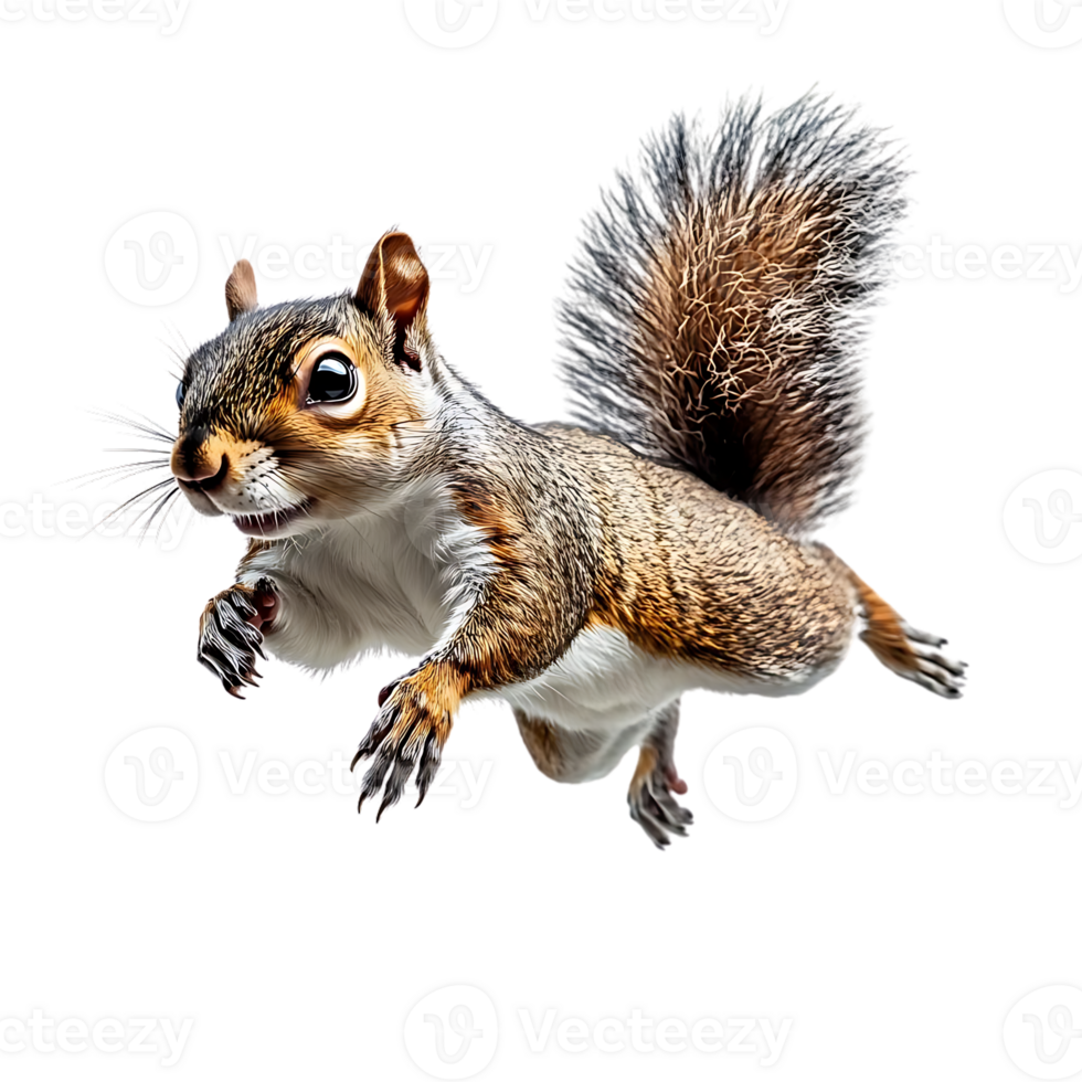 Squirrel Leaping Through the Air with a Transparent Background png