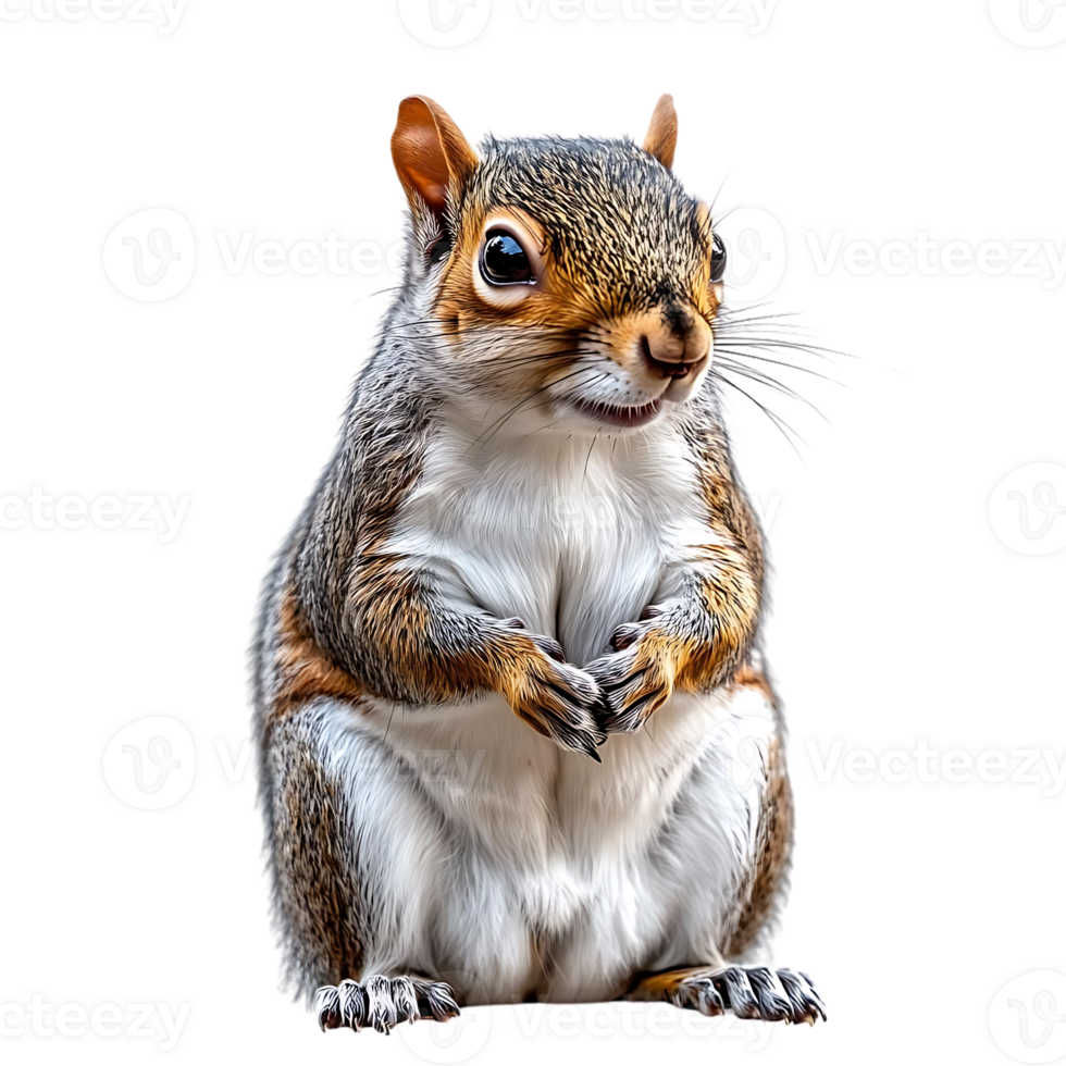 A Cute Squirrel Sitting on a Transparent Background, Wildlife Photography with a Transparent Background png
