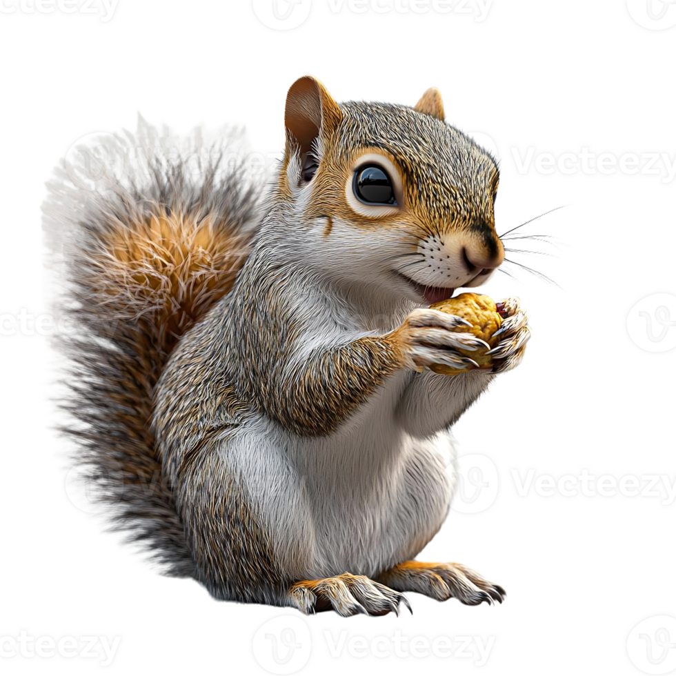 Cute Squirrel Eating a Nut with a Transparent Background png