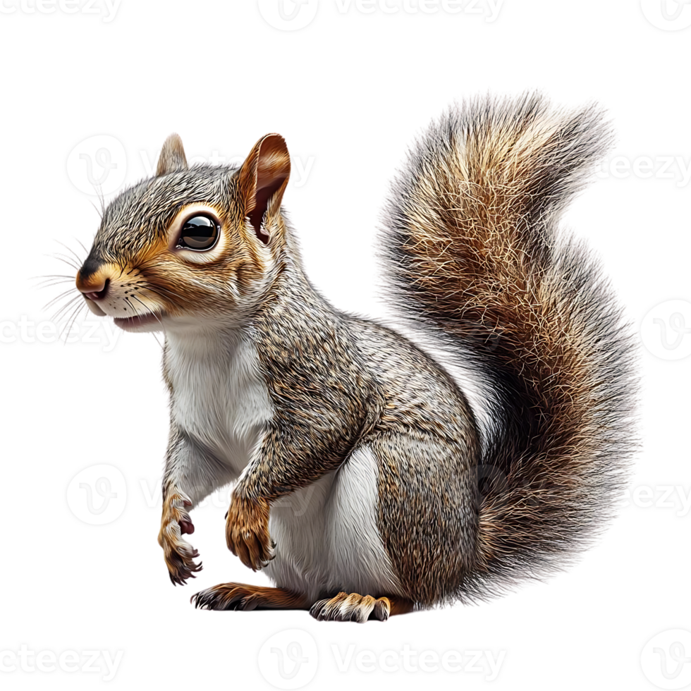 Cute Squirrel Posing with a Transparent Background, Adorable Gray Squirrel with a Fluffy Tail, A Beautiful Animal for Your Next Project png