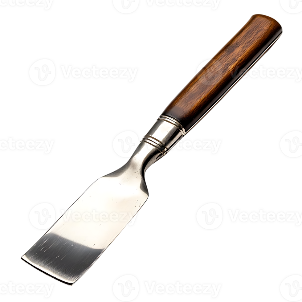 Vintage Silver and Wood Handle Tool with a Transparent Background png