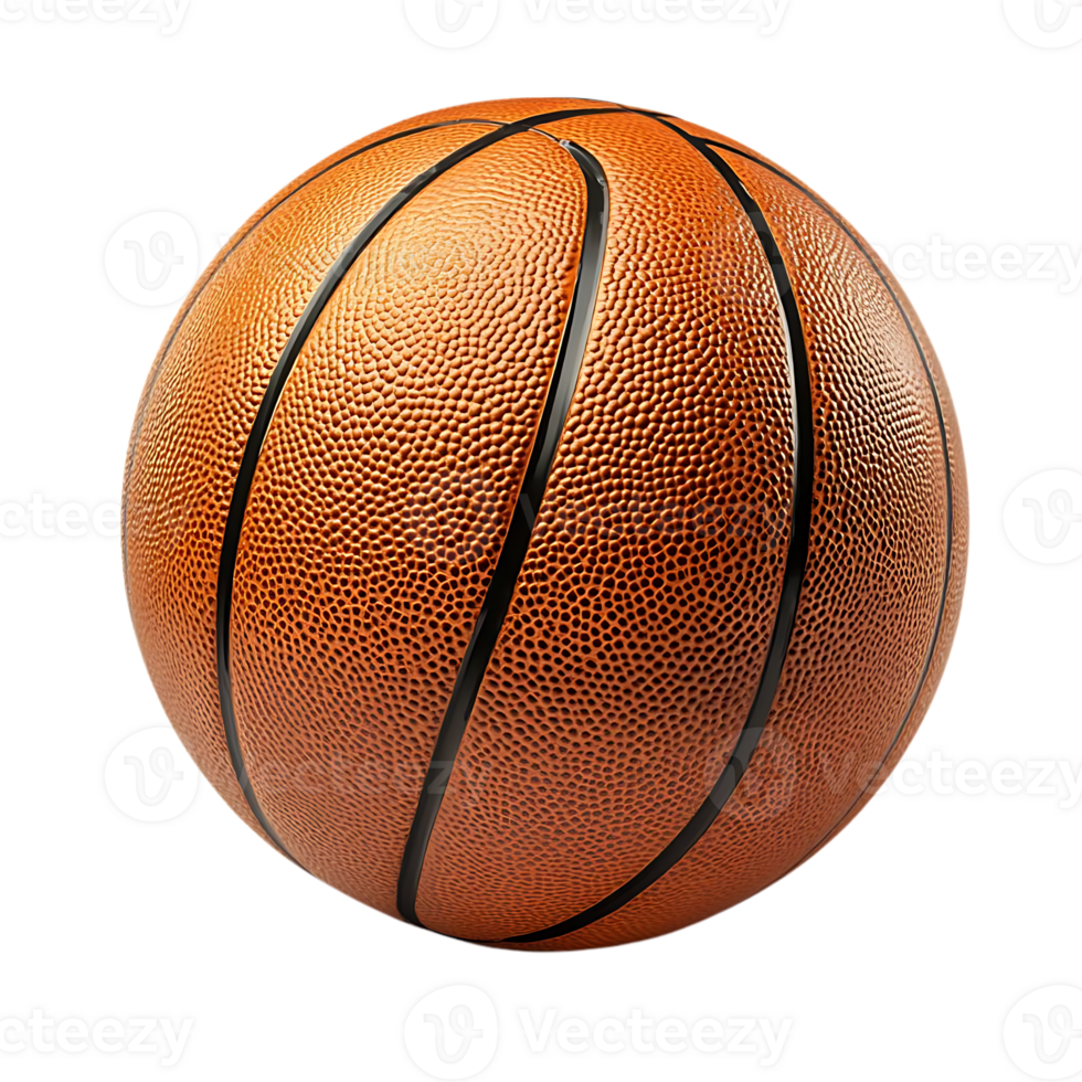Basketball on Transparent Background, Isolated, Sport, Game, Orange, Leather, Round, Ball, Black Lines, Closeup, Isolated, Design Element png