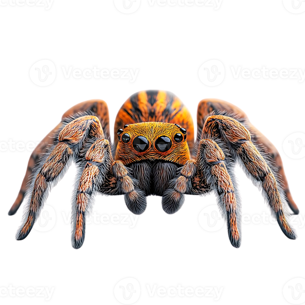 A Close-Up View of a Jumping Spider with a Transparent Background, Showcasing its Striking Features and Captivating Gaze png