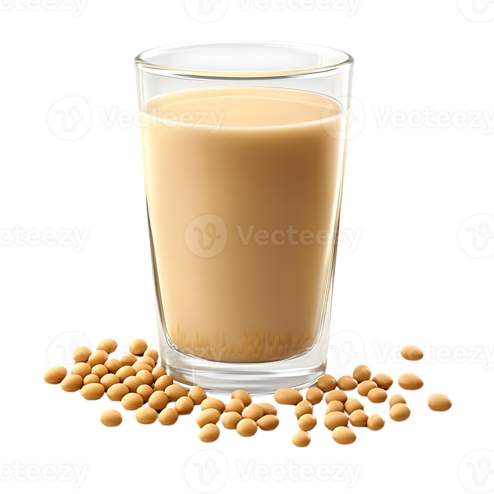 Soy Milk in a Glass with Soybeans Surrounding it, a Delicious and Healthy Beverage with a Transparent Background png