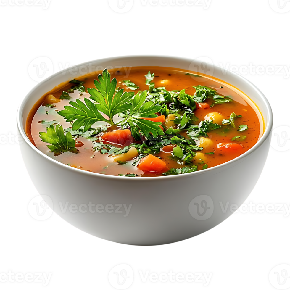Tomato Soup with Chickpeas and Parsley, a Delicious and Hearty Meal, with a Transparent Background png