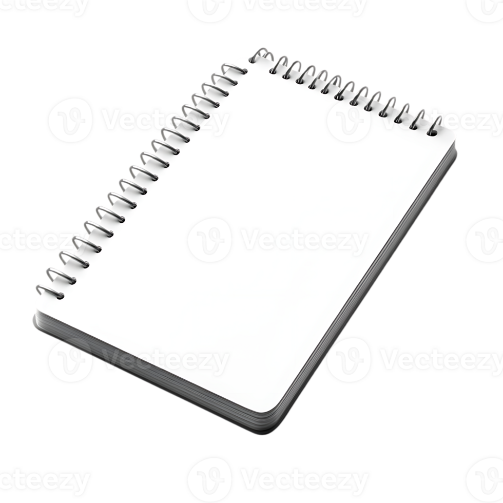 Blank Spiral Notebook with Transparent Background, Mockup for Design Projects and Presentations png