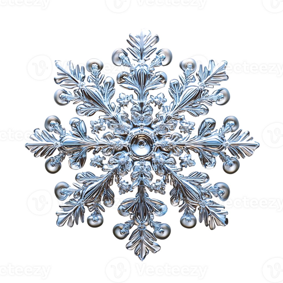 A Delicate Snowflake with a Transparent Background, an Intricate and Detailed Crystal Formation on a Black Background png