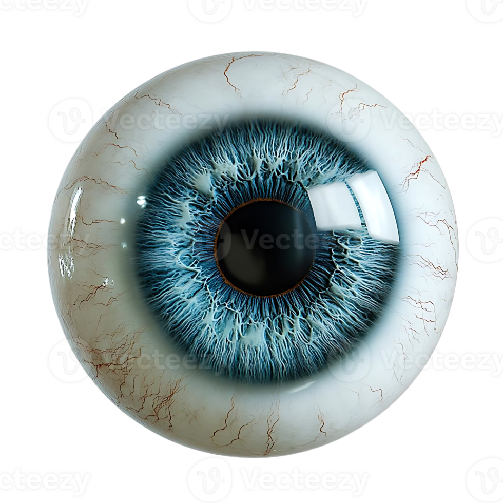 A Close-Up of a Human Eye with a Transparent Background, Showing the Detail of the Iris and Pupil, as Well as the Blood Vessels in the Sclera png