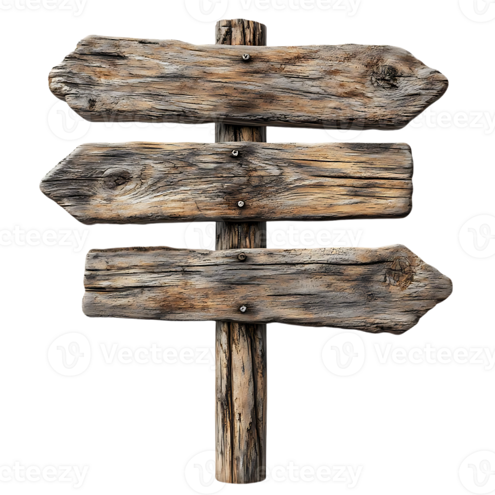 Rustic Wooden Signpost with Transparent Background - Perfect for Mockups and Design Projects png