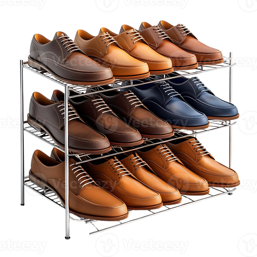 Organize Your Shoe Collection with a Sleek 3-Tier Metal Shoe Rack for Easy Access and a Clean Look with Transparent Background png