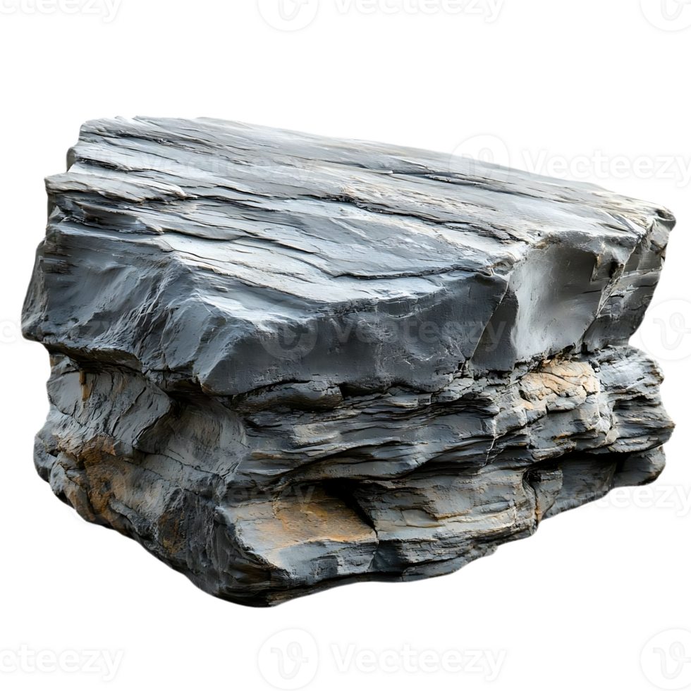 Gray Rock with Transparent Background,  Isolated Stone with  Layered Texture,  Natural Rock Formation,  Rough and Rugged Stone,  Stone with  Cracks and Fissures,  Single Stone,  Solid Stone,  Isolated Stone on Black Background,  Stone with  Brownish Hues, png