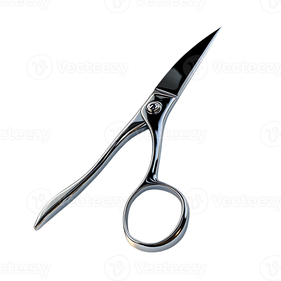 Shiny Silver Scissors Cut Precisely on Transparent Background png
