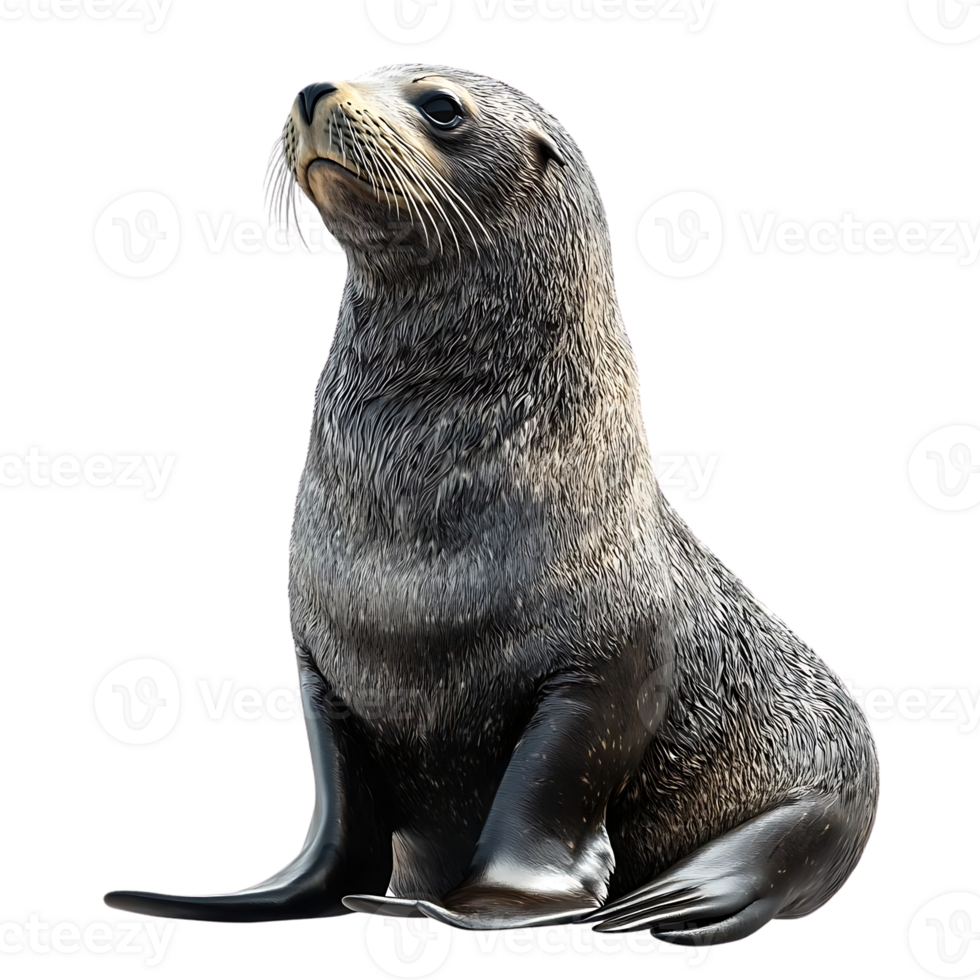 Sea Lion with Transparent Background, a Striking Image of a Seal Sitting with a Black Background png