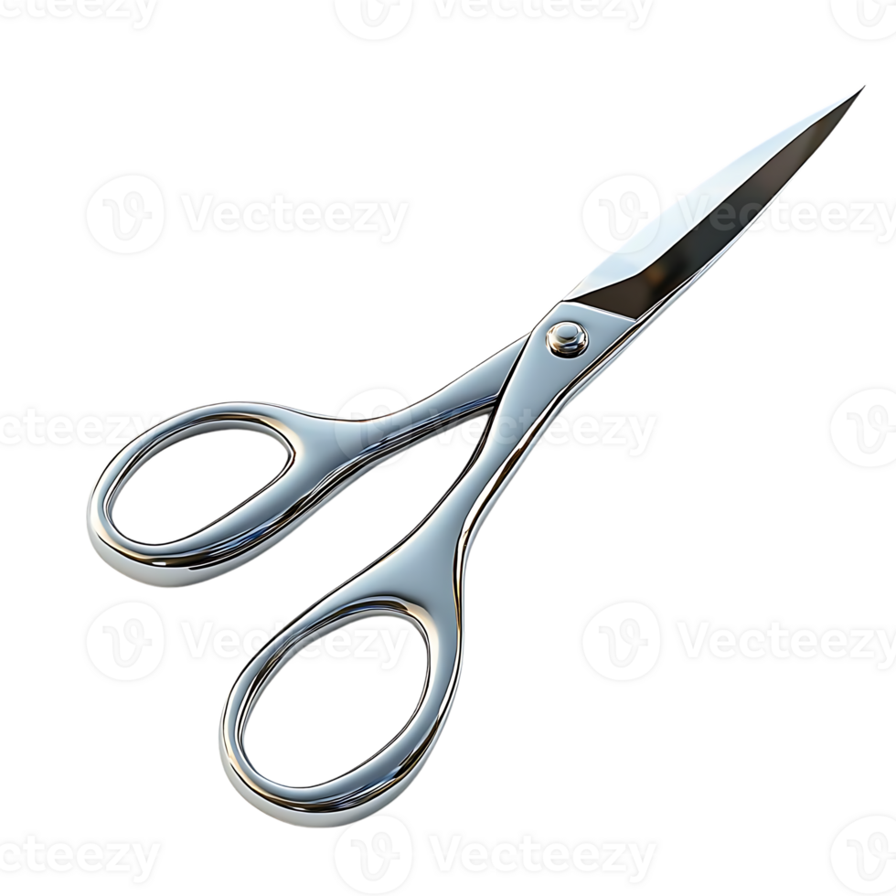 Shiny Metal Scissors Isolated on Transparent Background, Sharp Cutting Tool with Chrome Finish png
