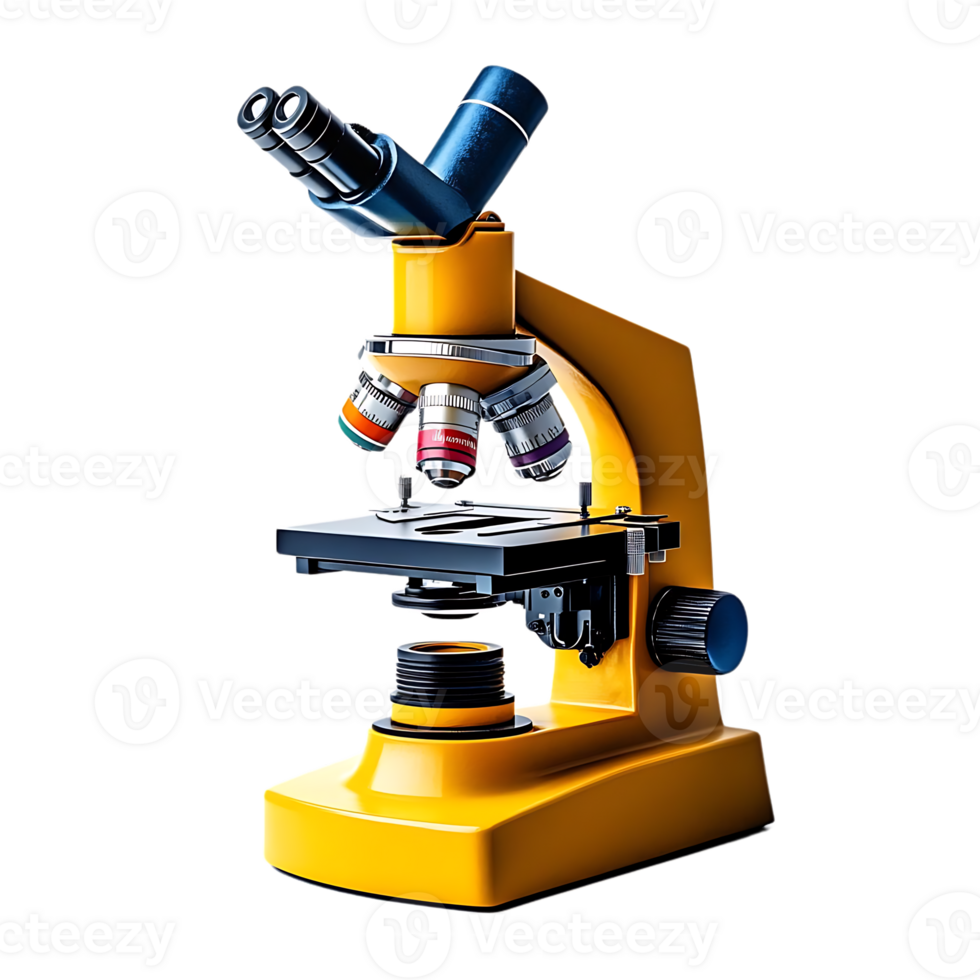 Exploring the Microscopic World with a Yellow Microscope on a Transparent Background png