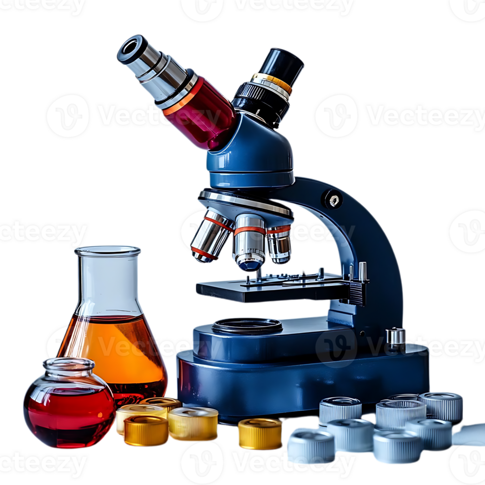 Blue Microscope with Transparent Background for Experimentation png