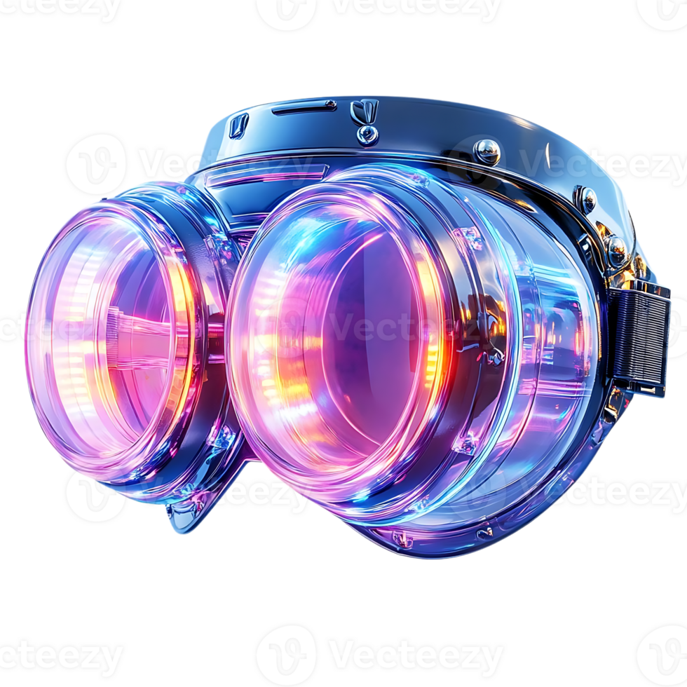 Goggles with Transparent Background, Illuminated by Bright Lights, Futuristic and Stylish Design png