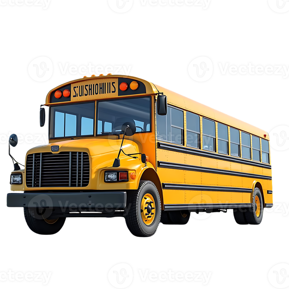 Yellow School Bus with Transparent Background, A Safe and Reliable Vehicle for Students png