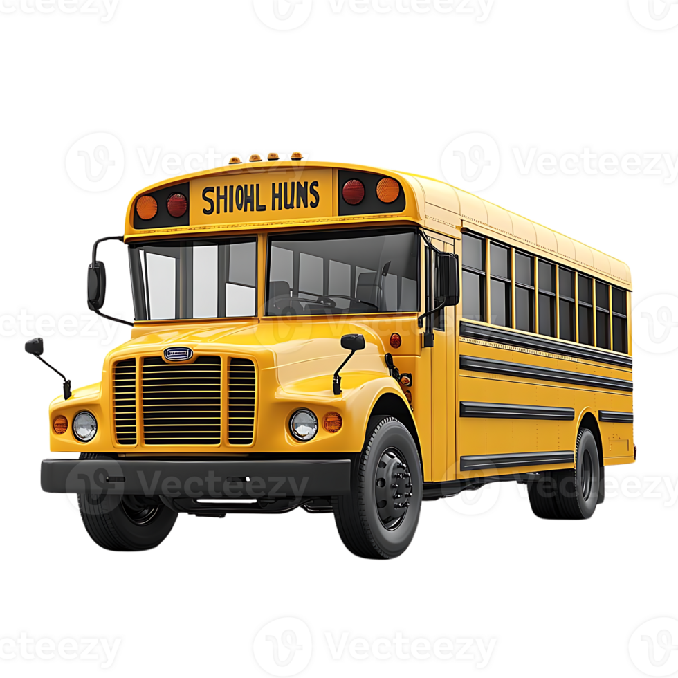 Yellow School Bus with Transparent Background, Ideal for Transportation and Education Themes. png