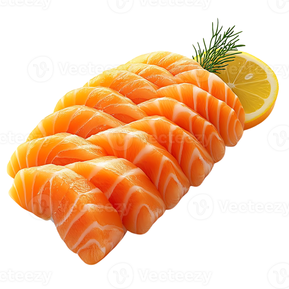 Freshly Sliced Salmon Sashimi, a Delightful Japanese Delicacy with Transparent Background png
