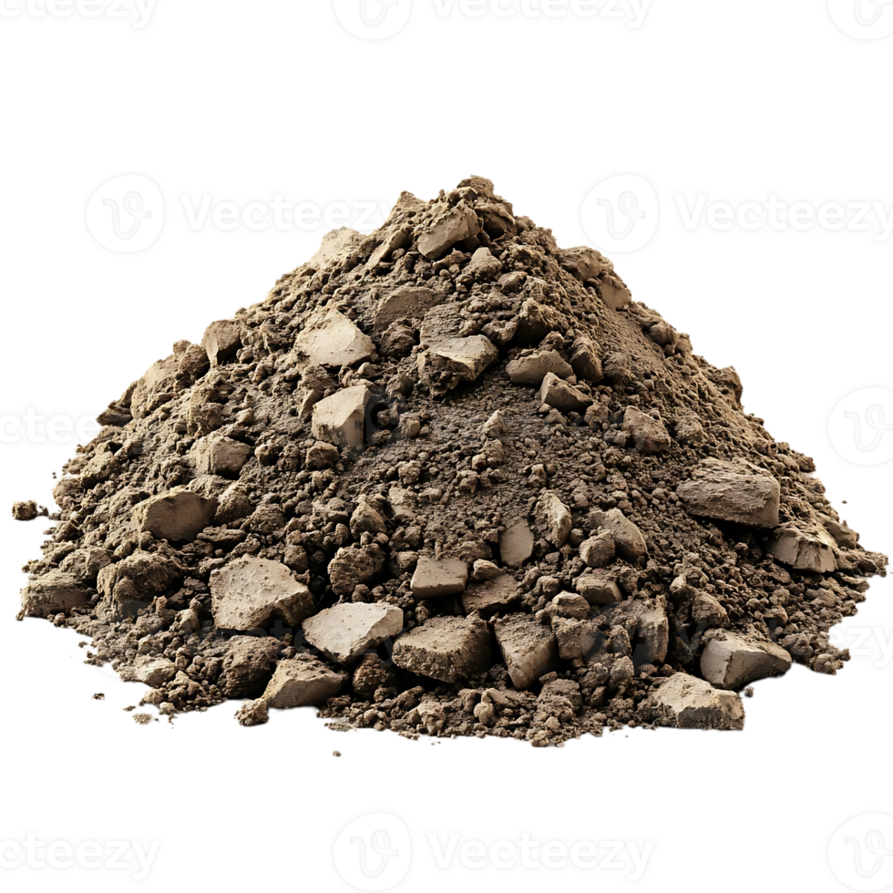 Soil Texture with a Transparent Background, Displaying Rich Brown Color and Crumbly Texture with Various Sizes of Rocks png