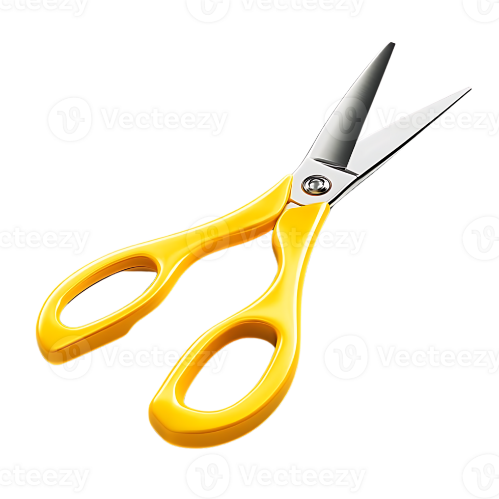 Yellow Scissors with a Transparent Background, Ideal for Crafts and Paper Cutting png