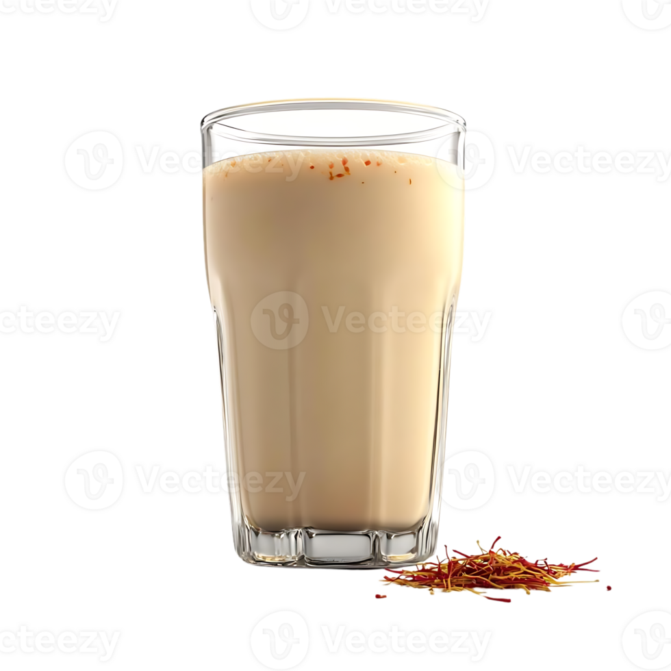 Refreshing Saffron Milk Drink in a Glass with a Transparent Background png