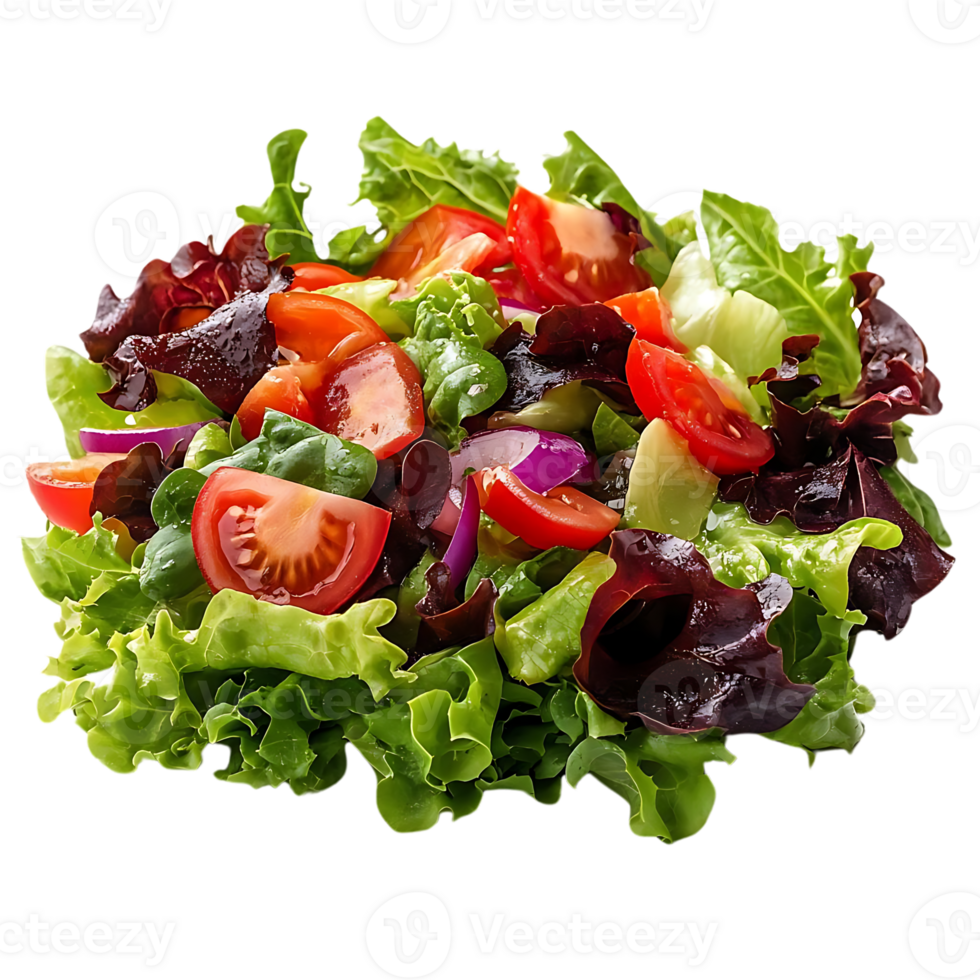 Fresh Green Salad with Tomatoes, Onions, and a Transparent Background png