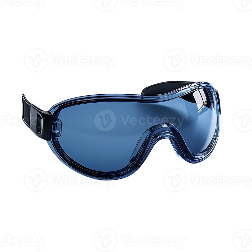 Protective Goggles with Transparent Background, Secure Fit and Blue Lens for Safety and Style png