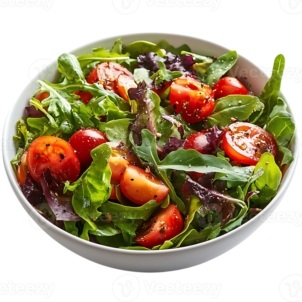 Fresh Salad with Cherry Tomatoes and Greens on a Transparent Background png