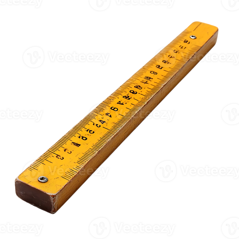 Vintage Wooden Ruler with Yellow Background,  Measuring Tool with Transparent Background png