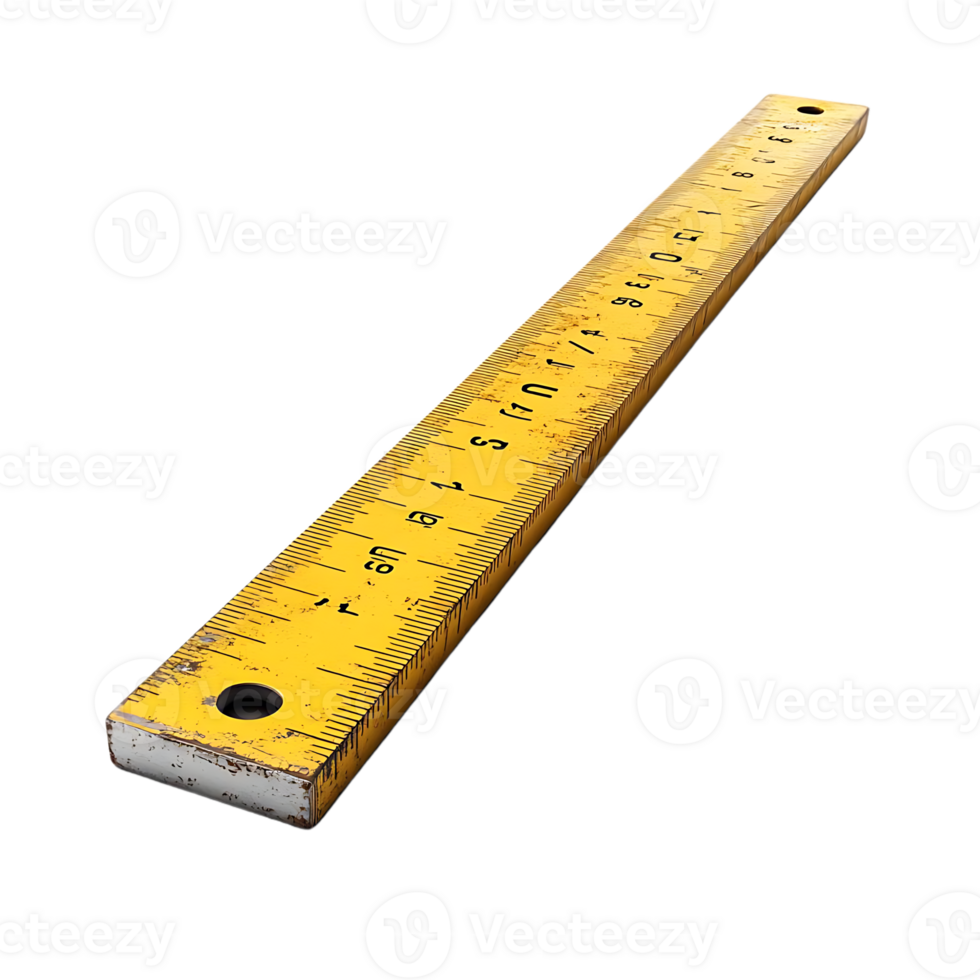 Measuring with a Vintage Yellow Ruler on a Transparent Background png