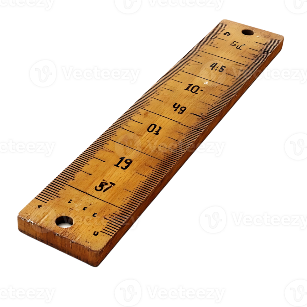 Vintage Wooden Ruler with Transparent Background, Measuring Tool, Old School Ruler, Antique Measuring Stick,  Brown Wooden Ruler with Black Markings,  Measuring with a Wooden Ruler, Measurement Tool, Vintage Tools for Crafts,  Wooden Ruler with Numbered M png