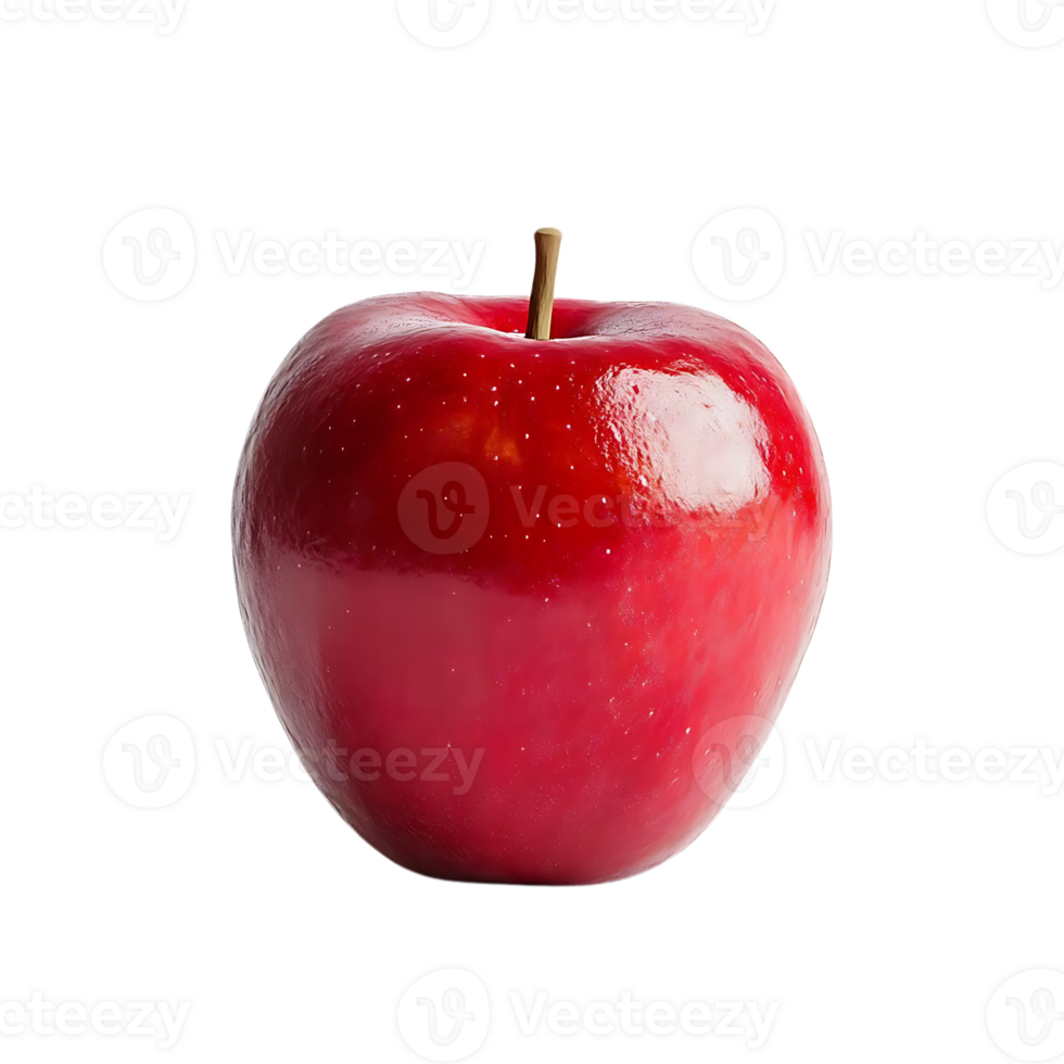 A Shiny Red Apple Isolated on a Transparent Background, Perfect for Digital Design Projects png