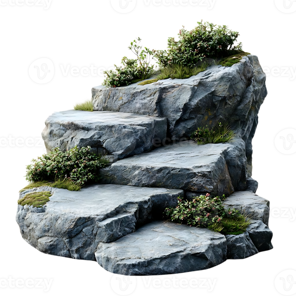 Stone Steps with Greenery on a Transparent Background png