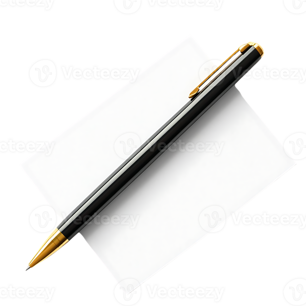Black Pen on White Paper with Transparent Background png