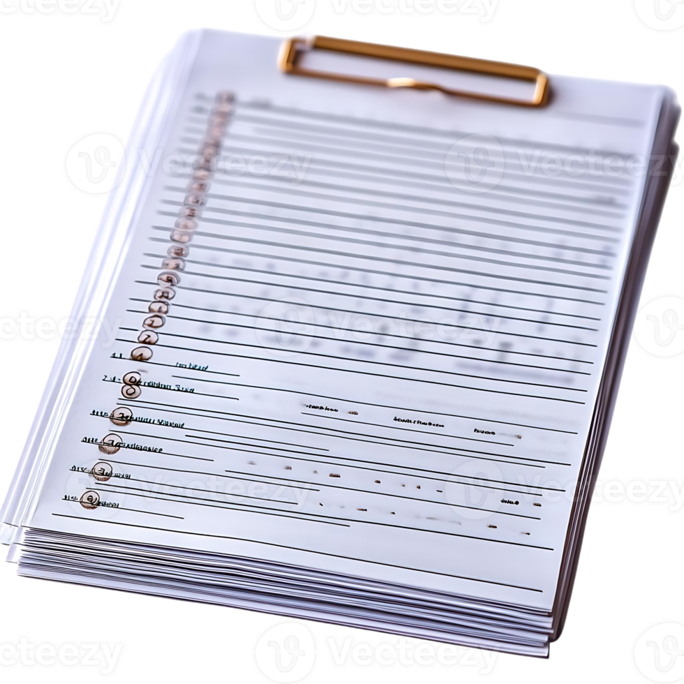 Blank Paper Checklist with Transparent Background for Efficient Organization png