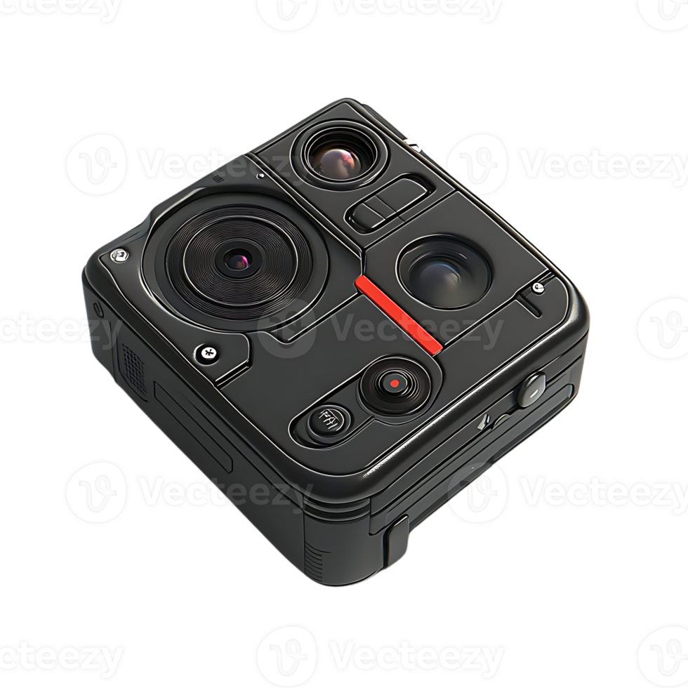 Futuristic Action Camera with Multiple Lenses and Transparent Background png