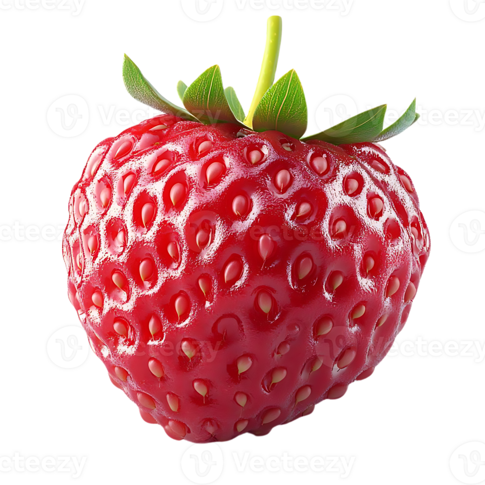 A Single, Ripe Strawberry Isolated on a Transparent Background, Perfect for Design Projects png