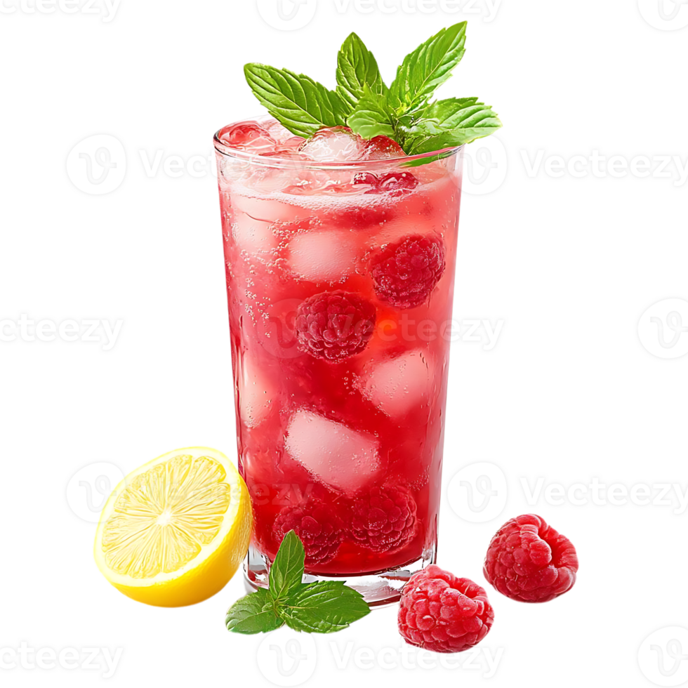 Refreshing Raspberry Lemonade with Mint, a Delicious Summer Drink, Perfect for Warm Weather, Transparent Background png