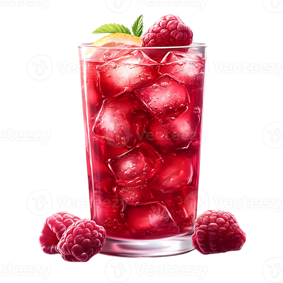 Refreshing Raspberry Lemonade with Ice and Transparent Background png