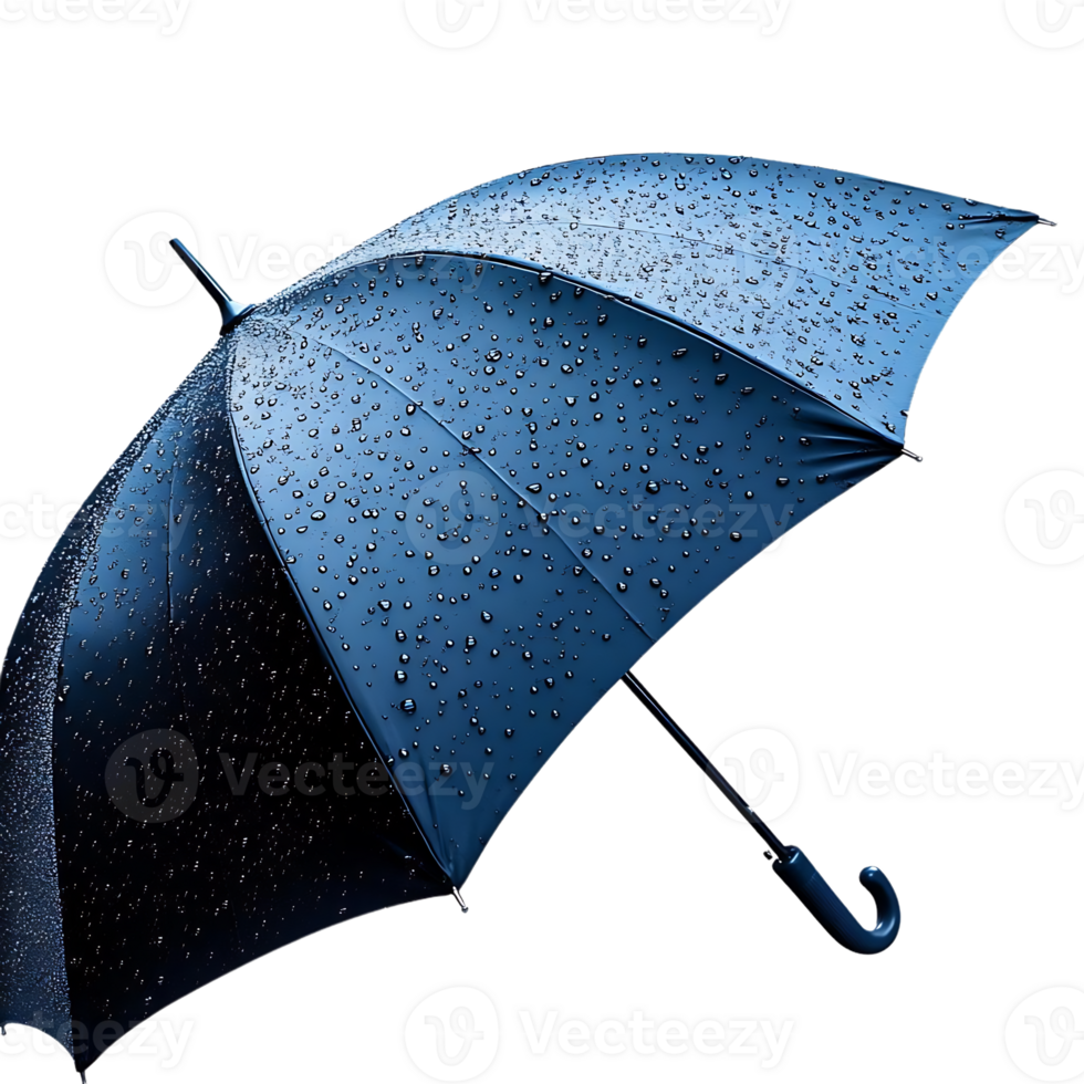 Blue Umbrella Covered in Raindrops with a Transparent Background png