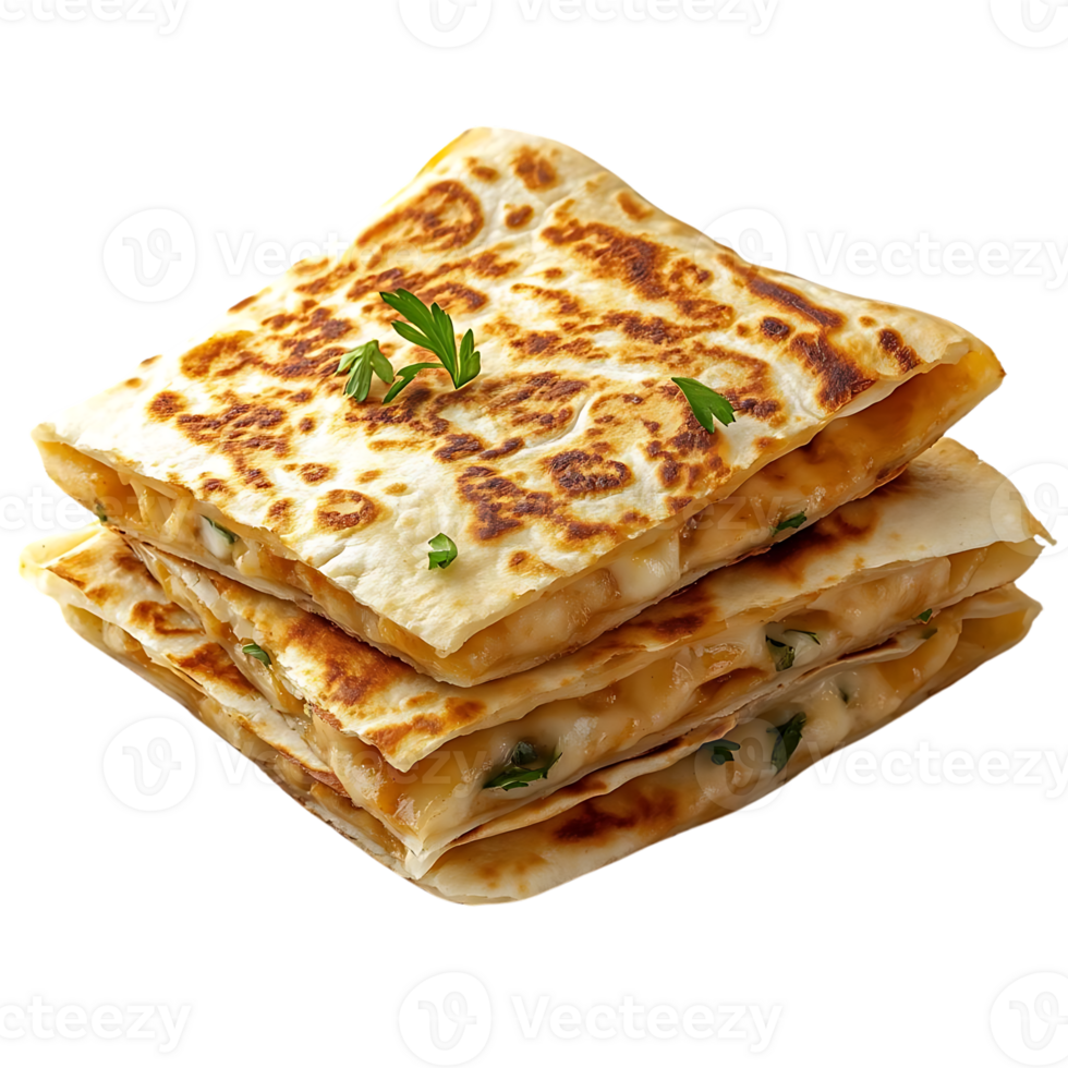Crispy Quesadillas with Melted Cheese and Parsley, A Delicious and Easy Snack with Transparent Background png