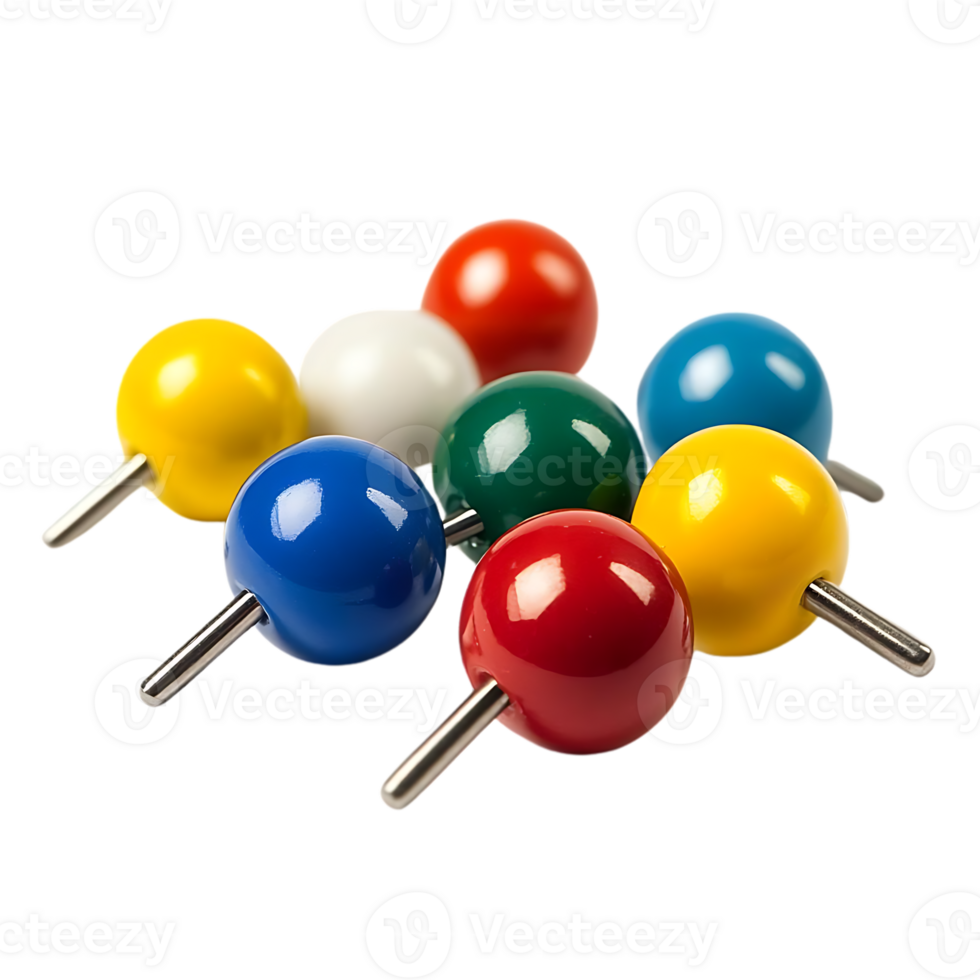Colorful Round Push Pins with Transparent Background for Decoration png