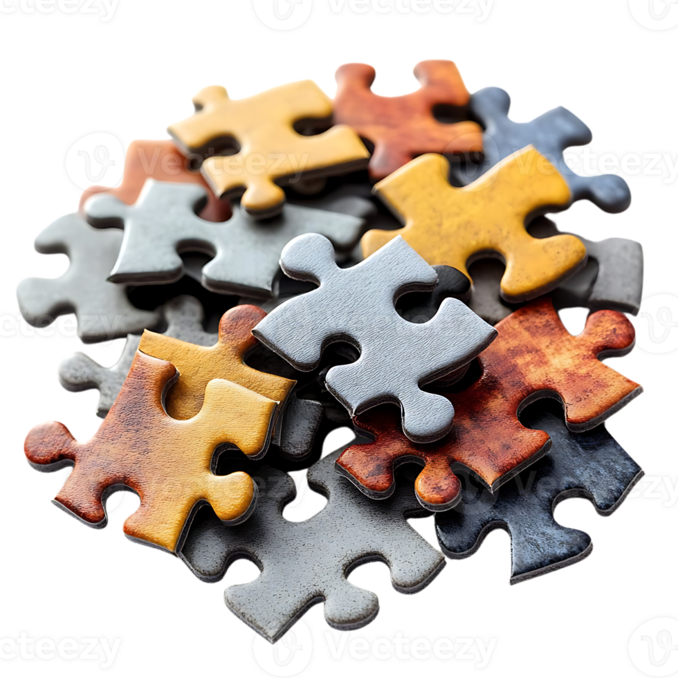 Puzzle Pieces Interlocking to Create a Complete Picture with a Transparent Background png
