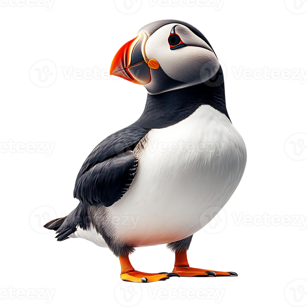 A Puffin Standing Against a Transparent Background png